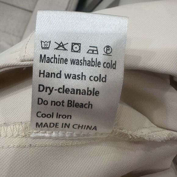 Wide Leg Trouser Dress Pant Womens Medium Cream Beige Pleated Office Work Career - Picture 7 of 8